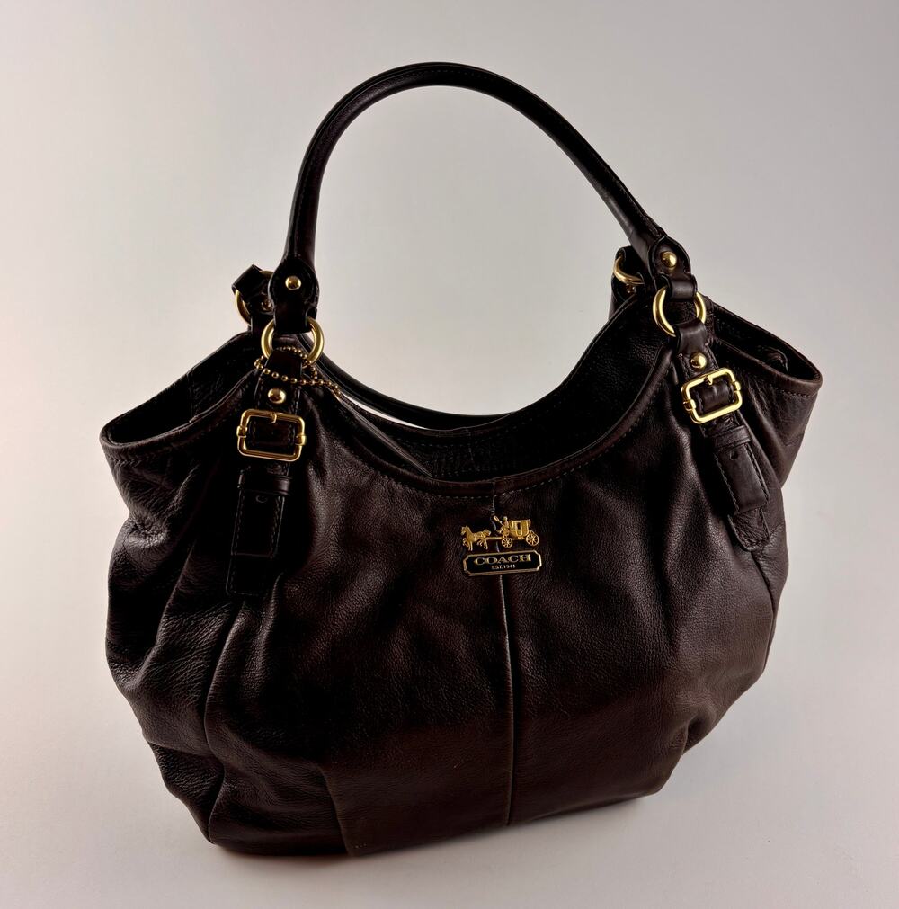 Coach 18812 Brown Leather Pleated Hobo Shoulder Bag